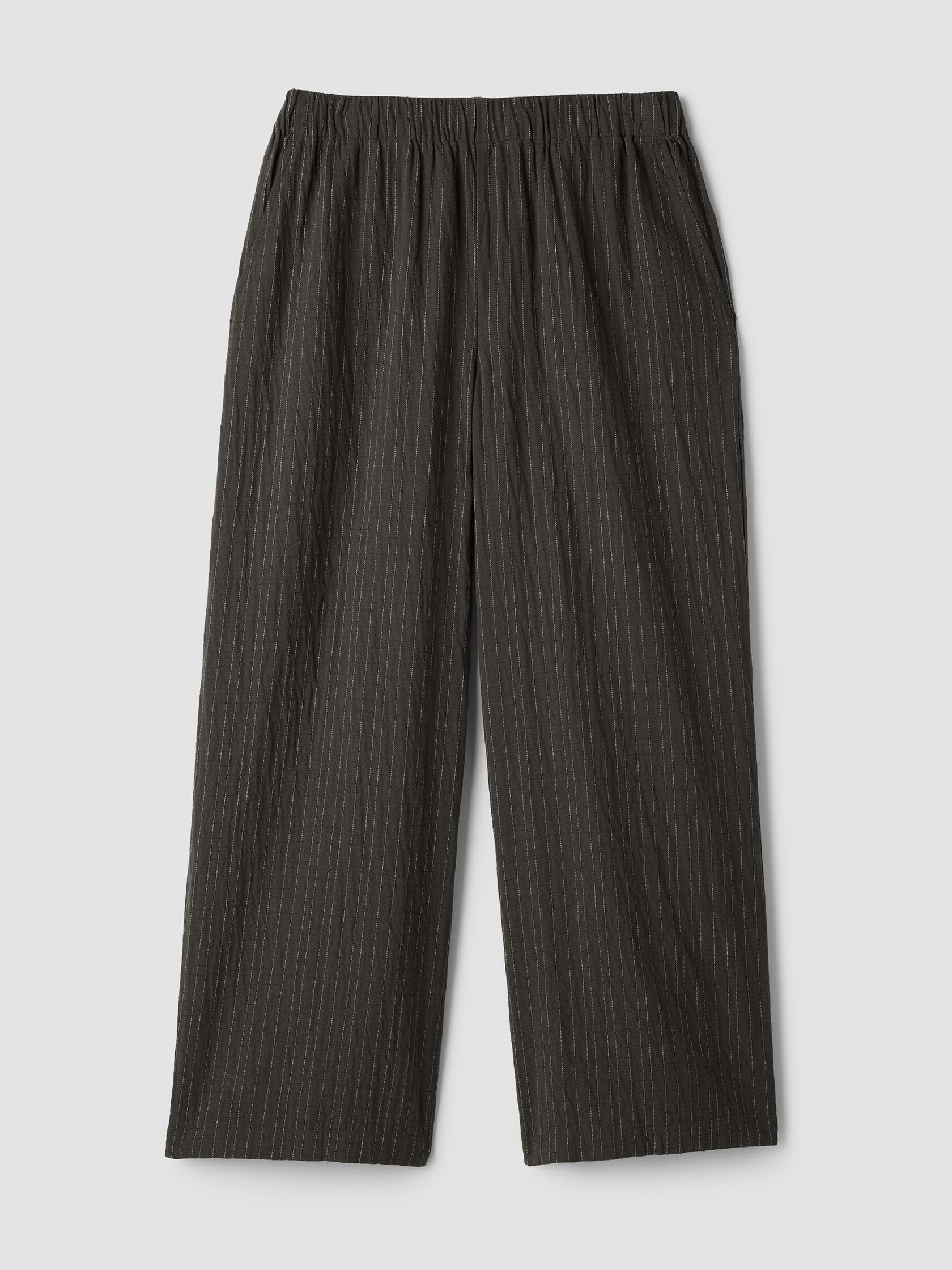 Striped Organic Cotton Twill Wide-Leg Pant