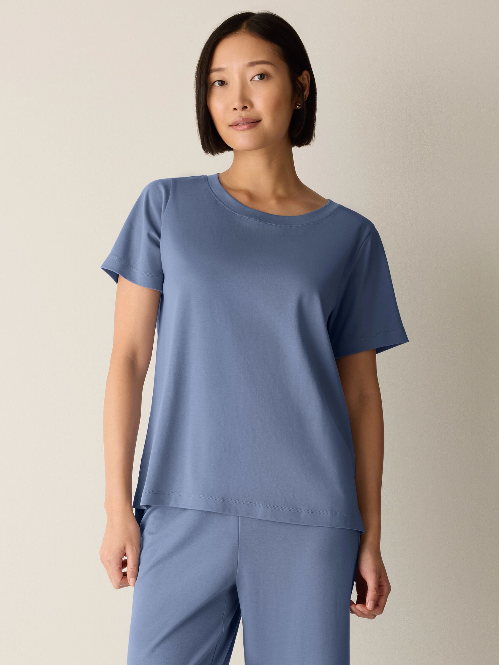 Organic Cotton Interlock Jewel Neck Sleep Tee