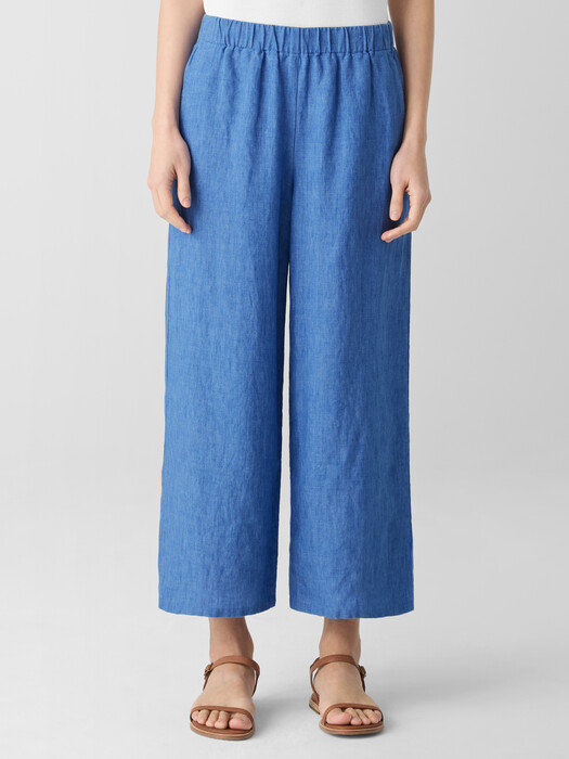 Washed Organic Linen Délavé Wide-Leg Pant