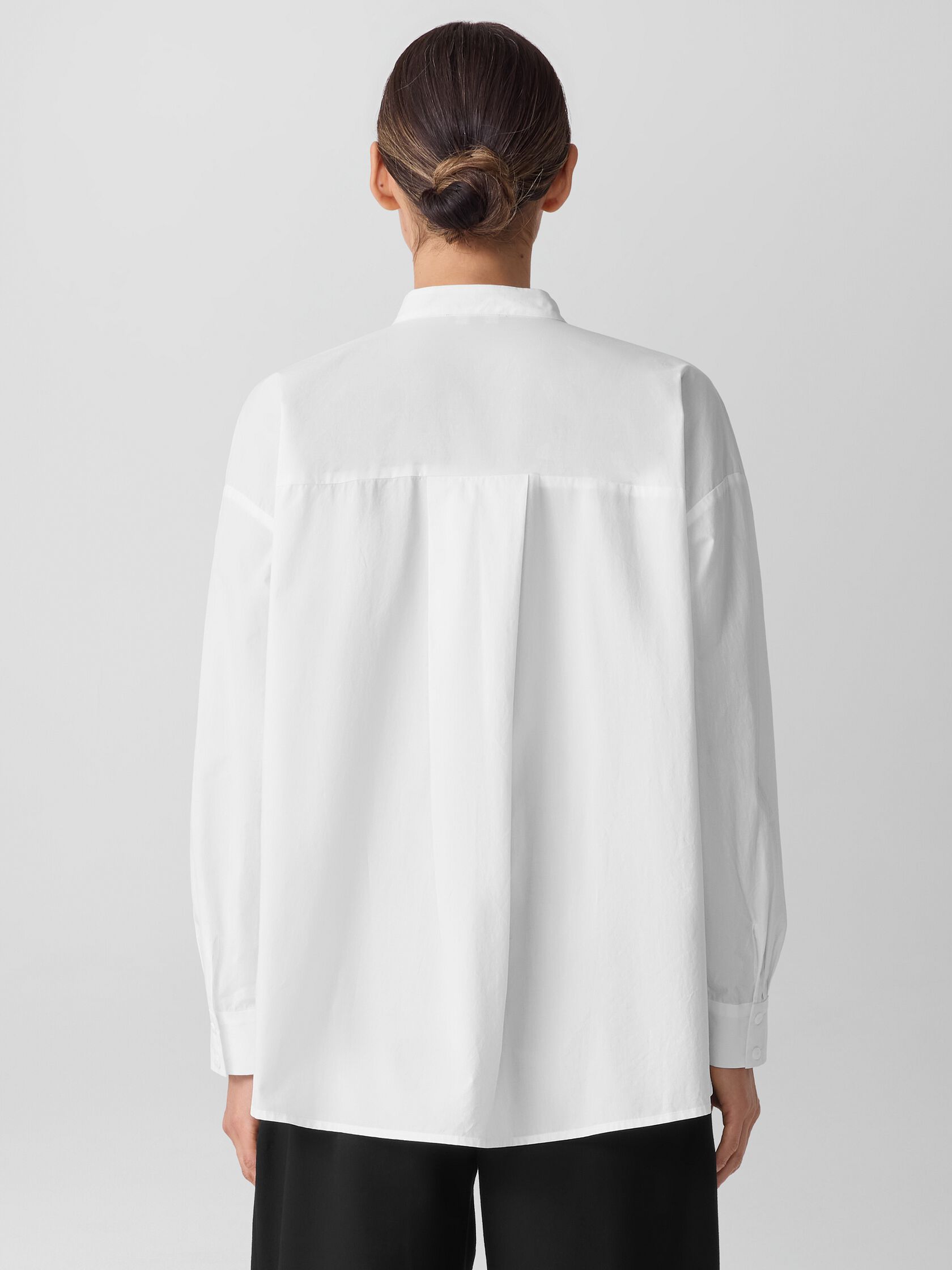 Washed Organic Cotton Poplin Band Collar Shirt