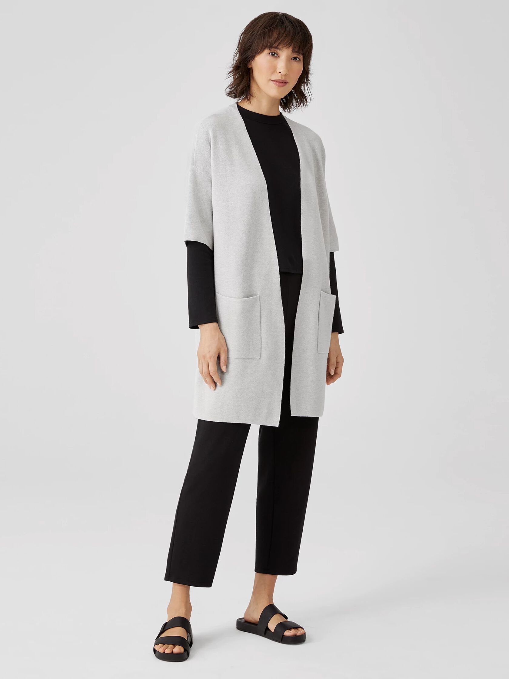 Organic Cotton Silk Elbow-Sleeve Cardigan