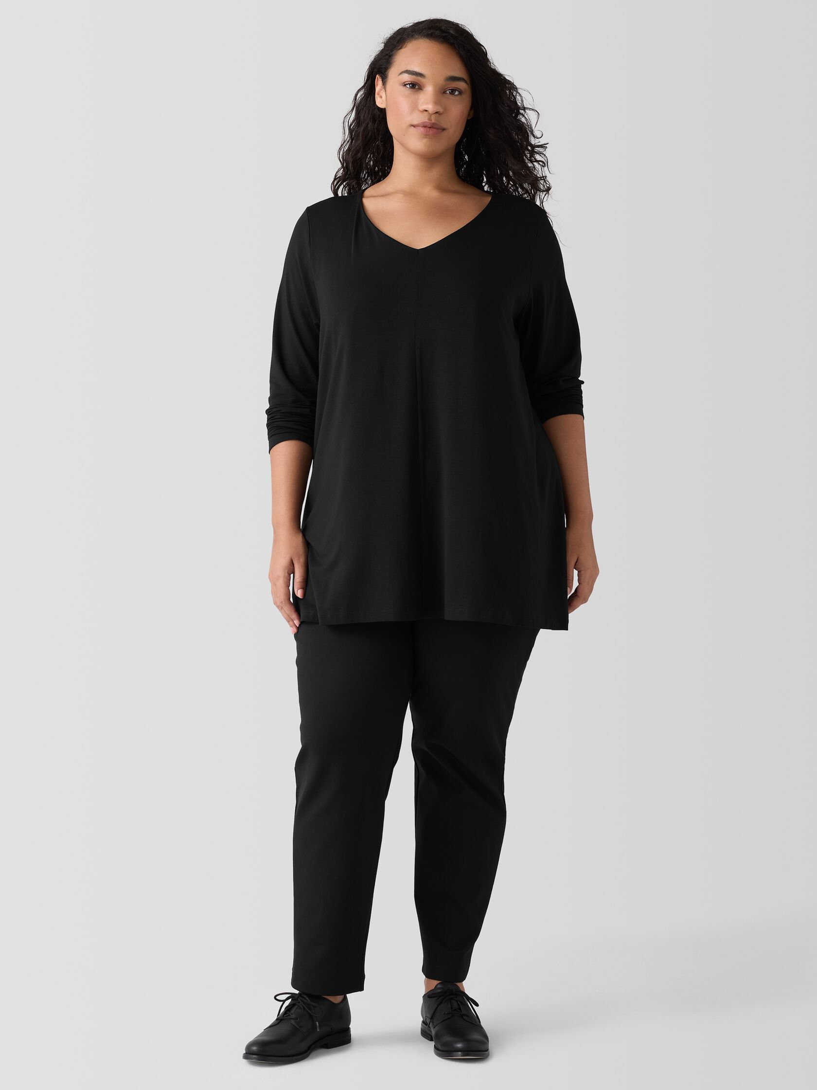 Fine Jersey V-Neck Long Top