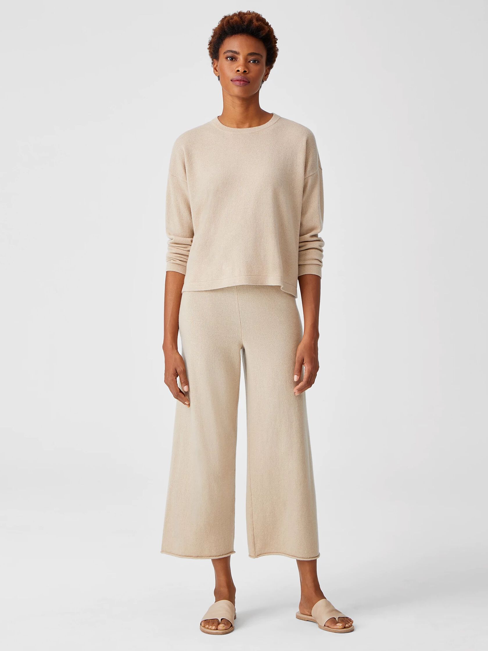 Italian Cashmere Straight Cropped Pant