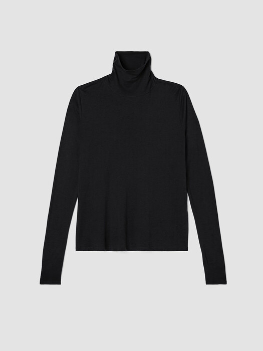 Pima Cotton Blend Turtleneck Top