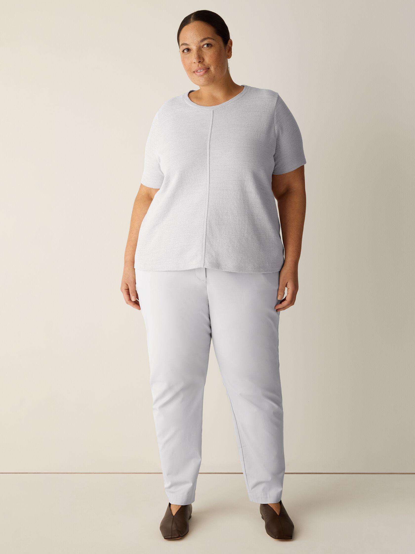 Organic Cotton Jacquard Crew Neck Top