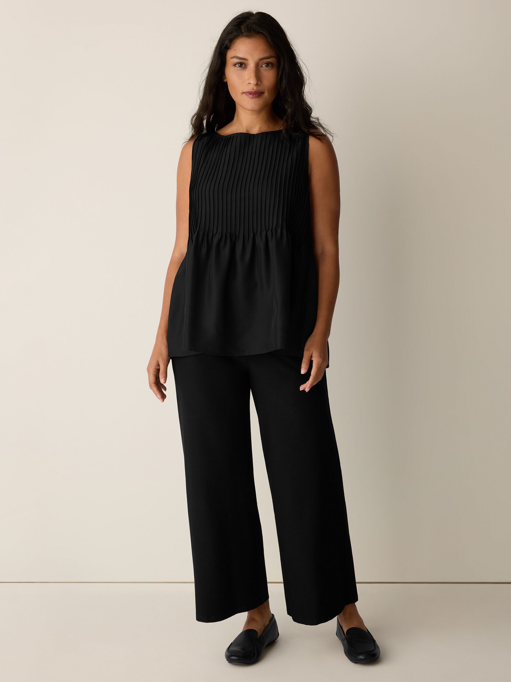 Washable Stretch Crepe Wide-Leg Pant