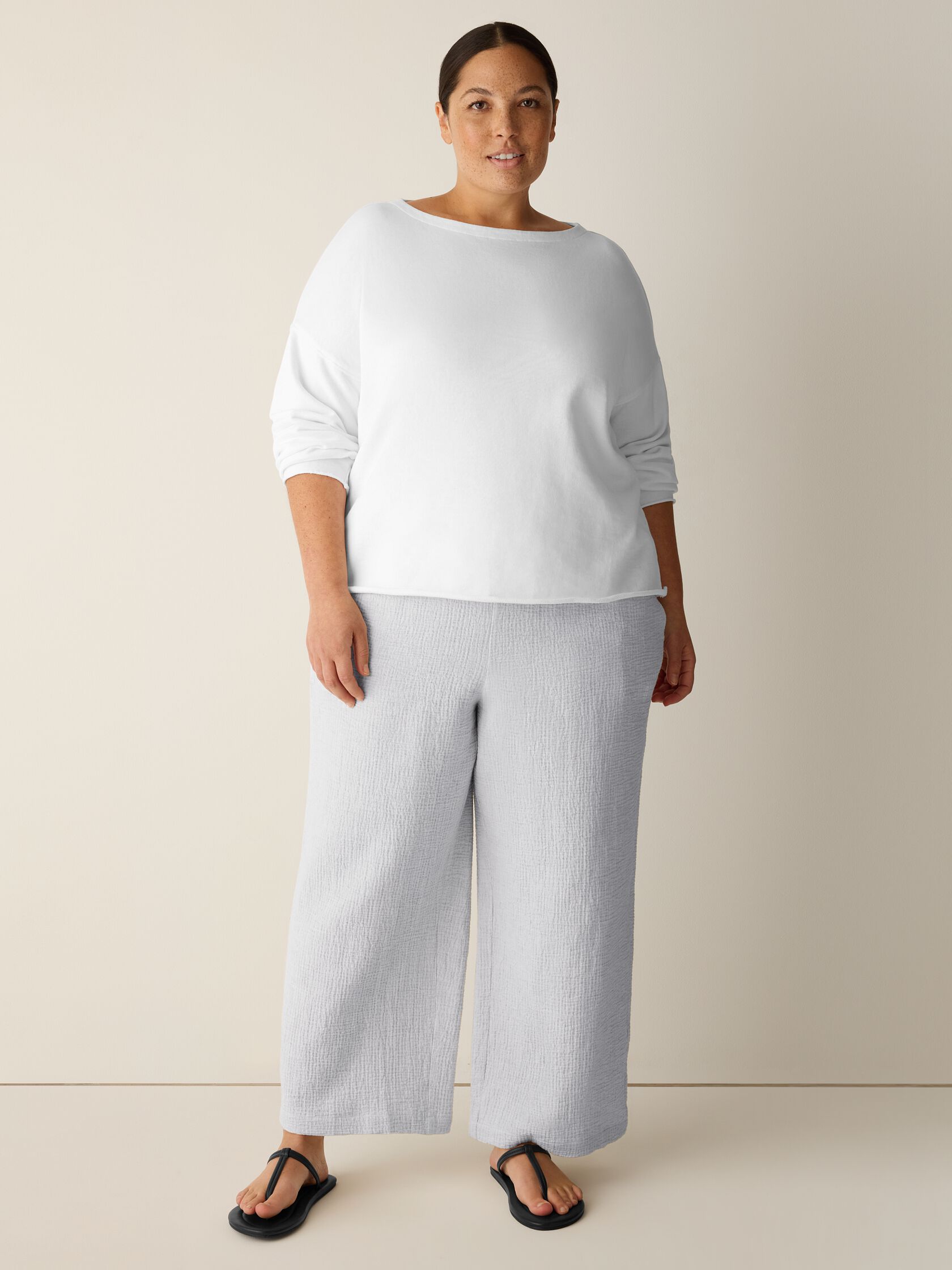 Garment-Dyed Organic Cotton Terry Bateau Neck Box-Top