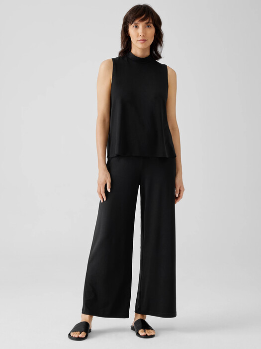 Stretch Jersey Knit Mock Neck Tank