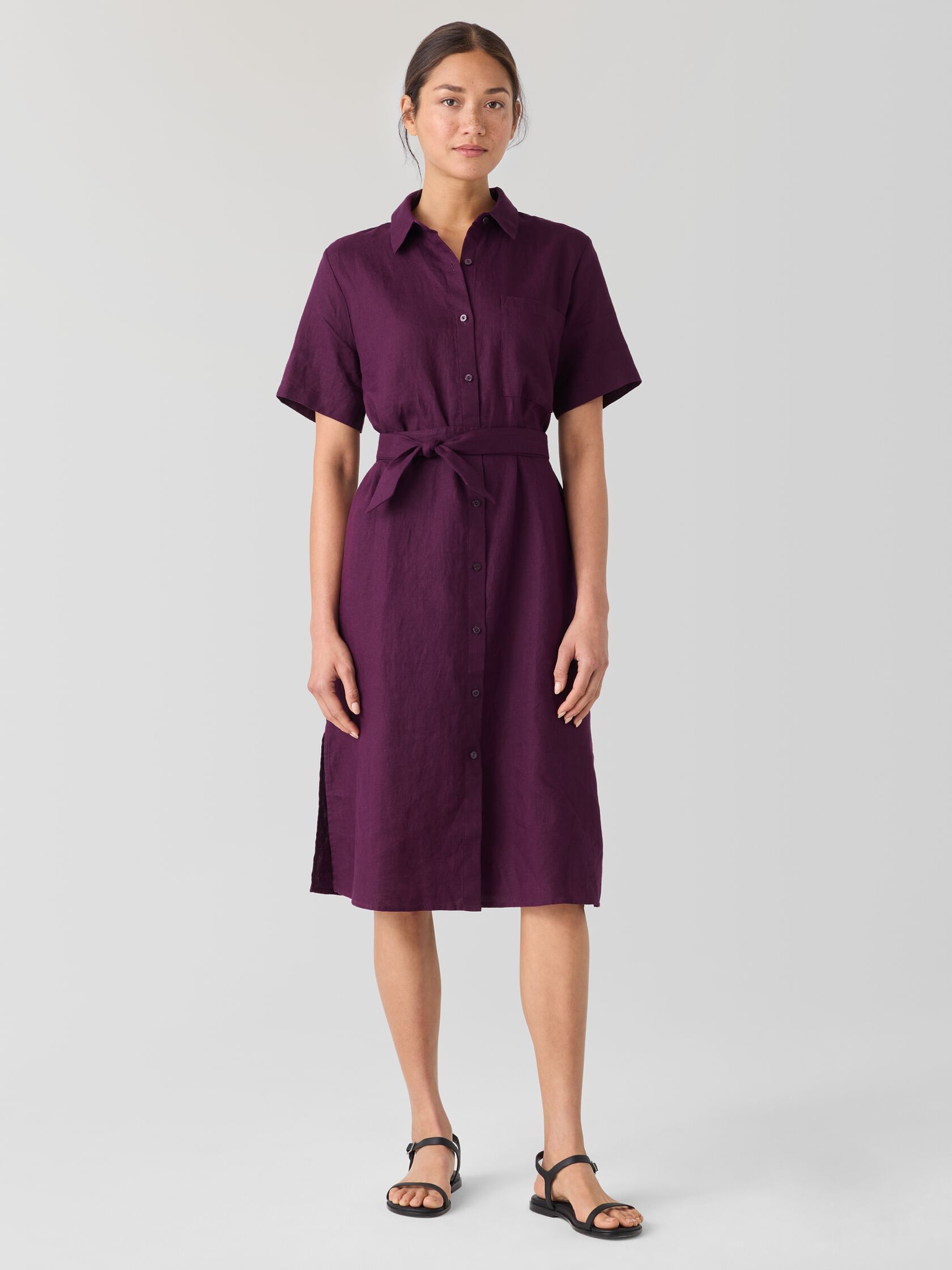 Organic Linen Classic Collar Shirtdress