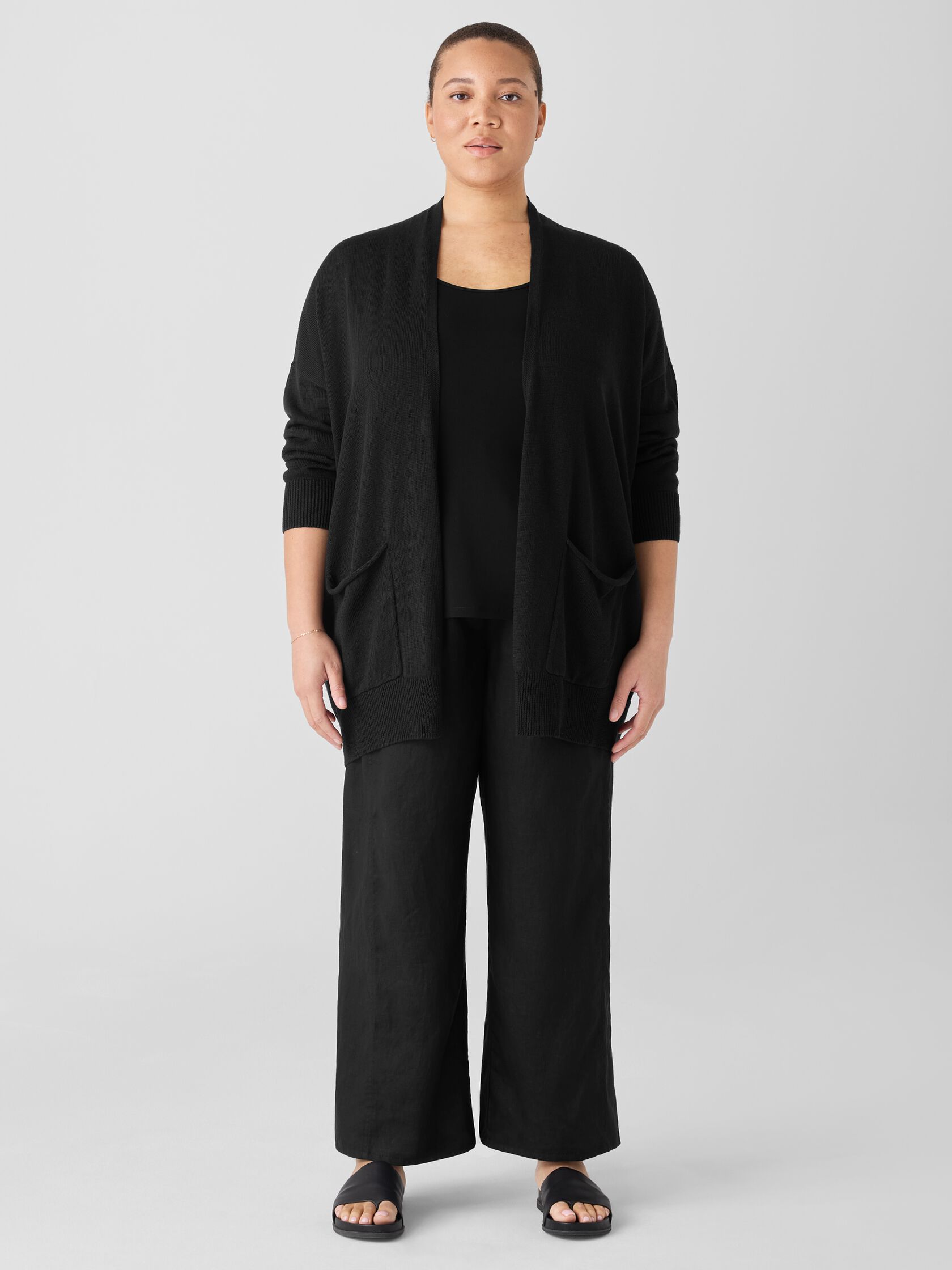 Organic Linen Cotton Cord Long Cardigan