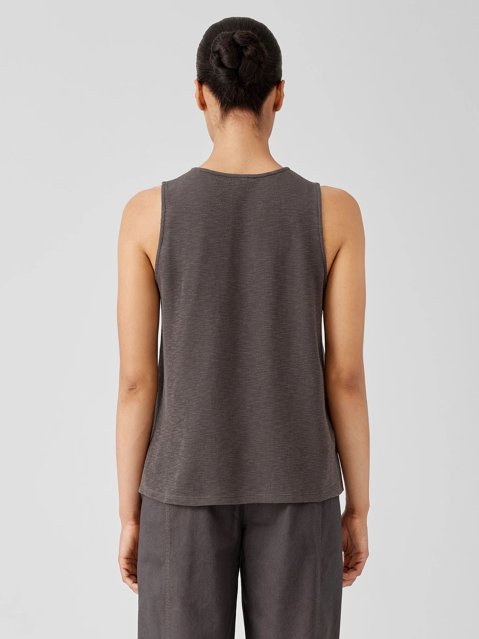 Organic Cotton Slubby Rib Knit Crew Neck Tank