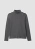 Mélange Sheer Cotton Blend Knit Turtleneck Top