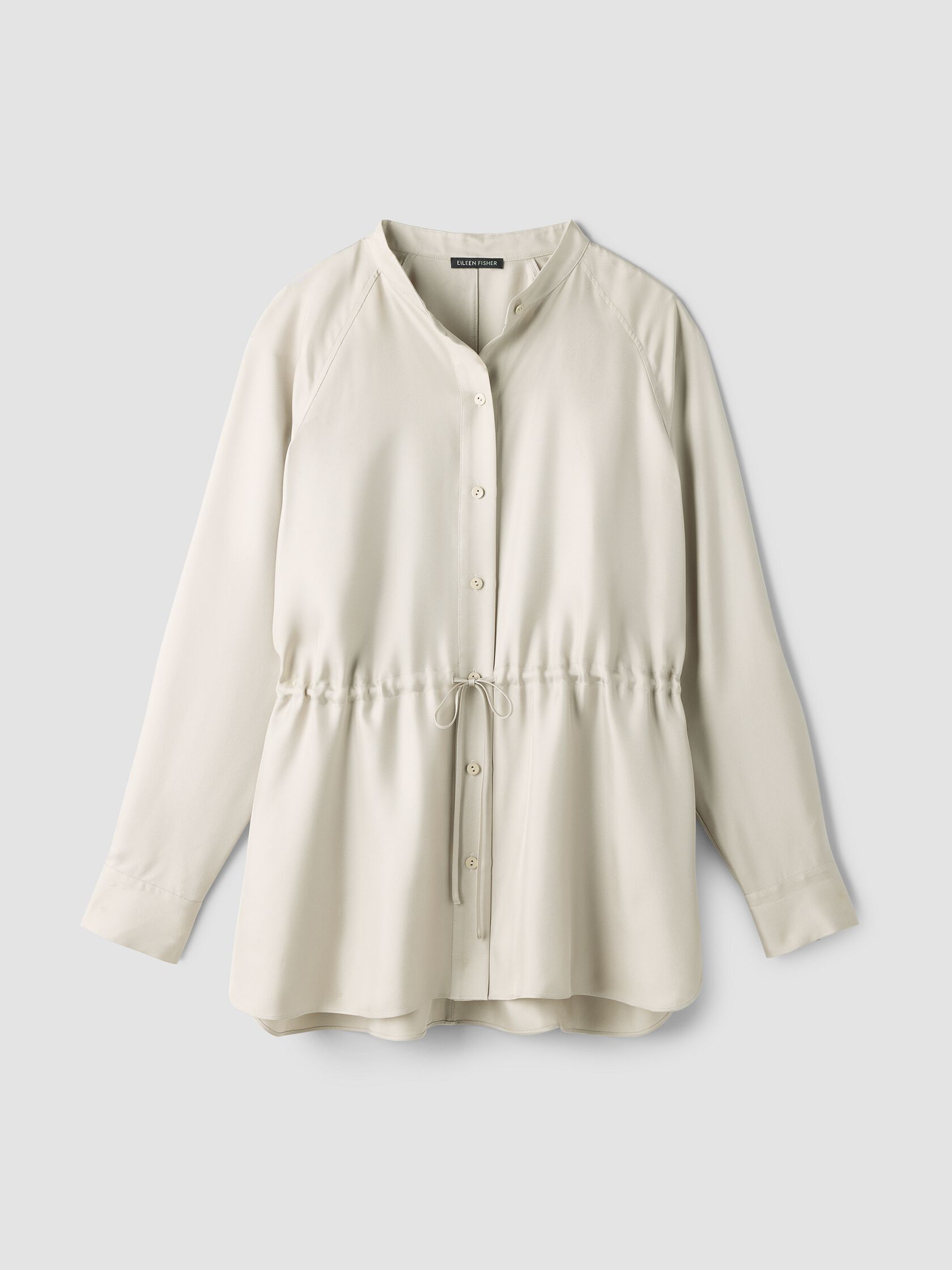 Silk Twill Band Collar Shirt