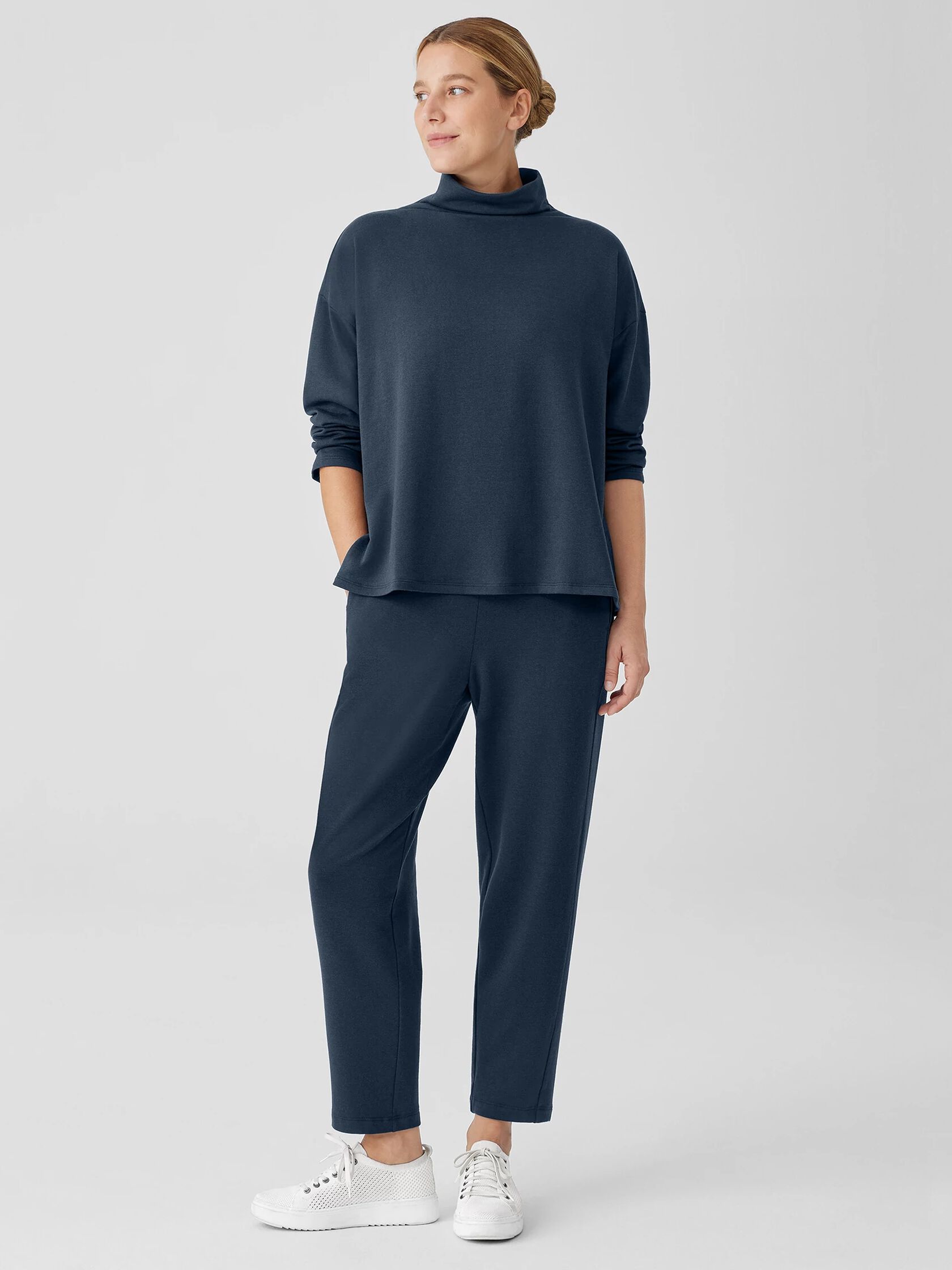 Cozy Brushed Terry Hug Funnel Neck Box-Top