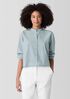 Washed Organic Cotton Poplin Band Collar Short Shirt