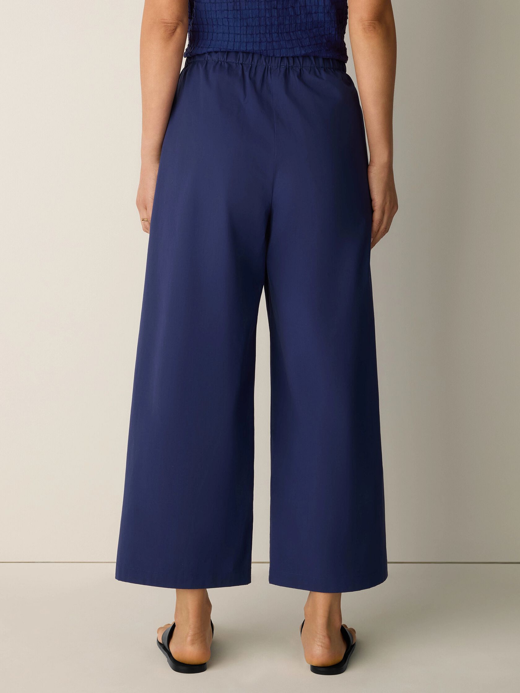 Stretch Organic Cotton Poplin Wide-Leg Pant