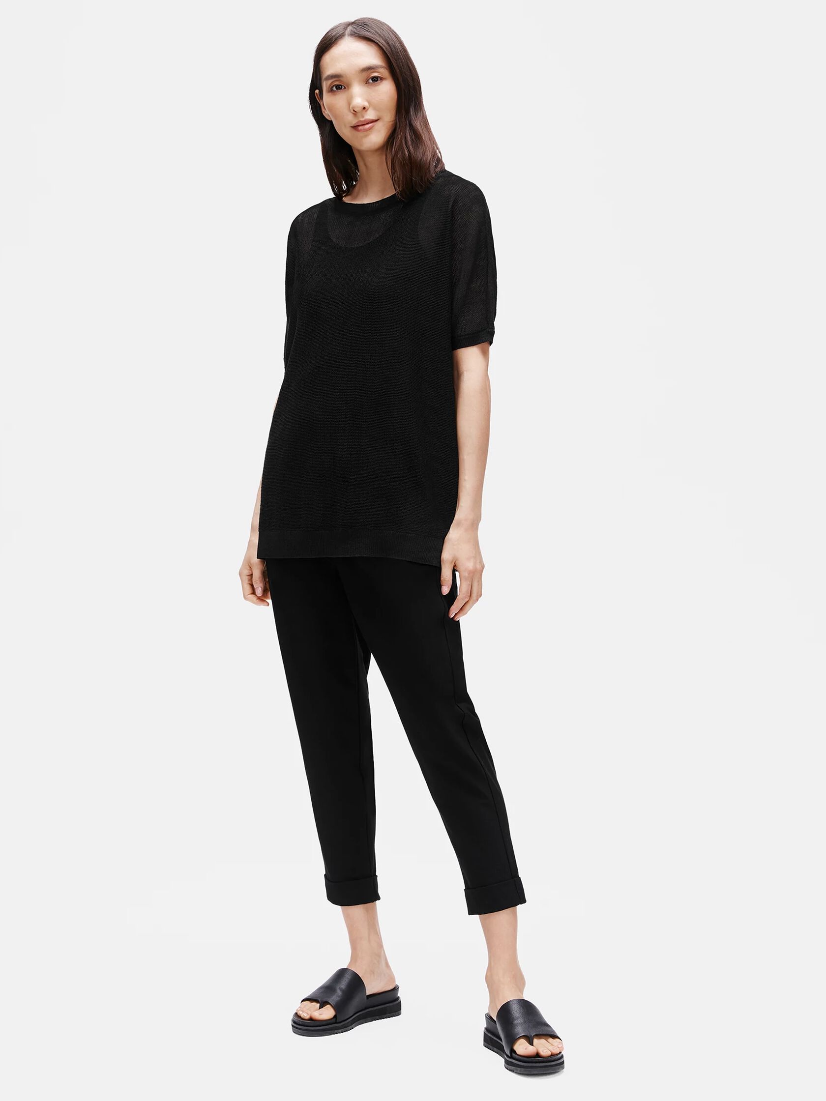 Washable Stretch Crepe Slouchy Ankle Pant