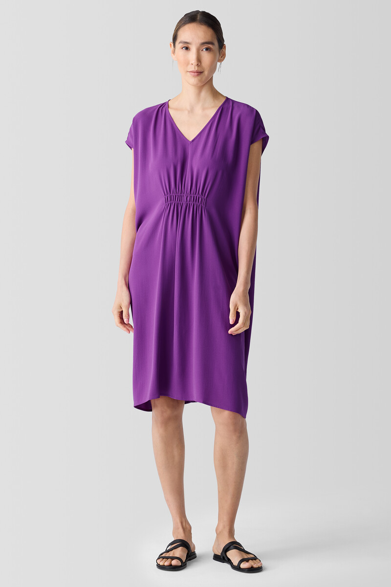Silk Georgette Crepe V-Neck Dress Silk Georgette Crepe V-Neck Dress