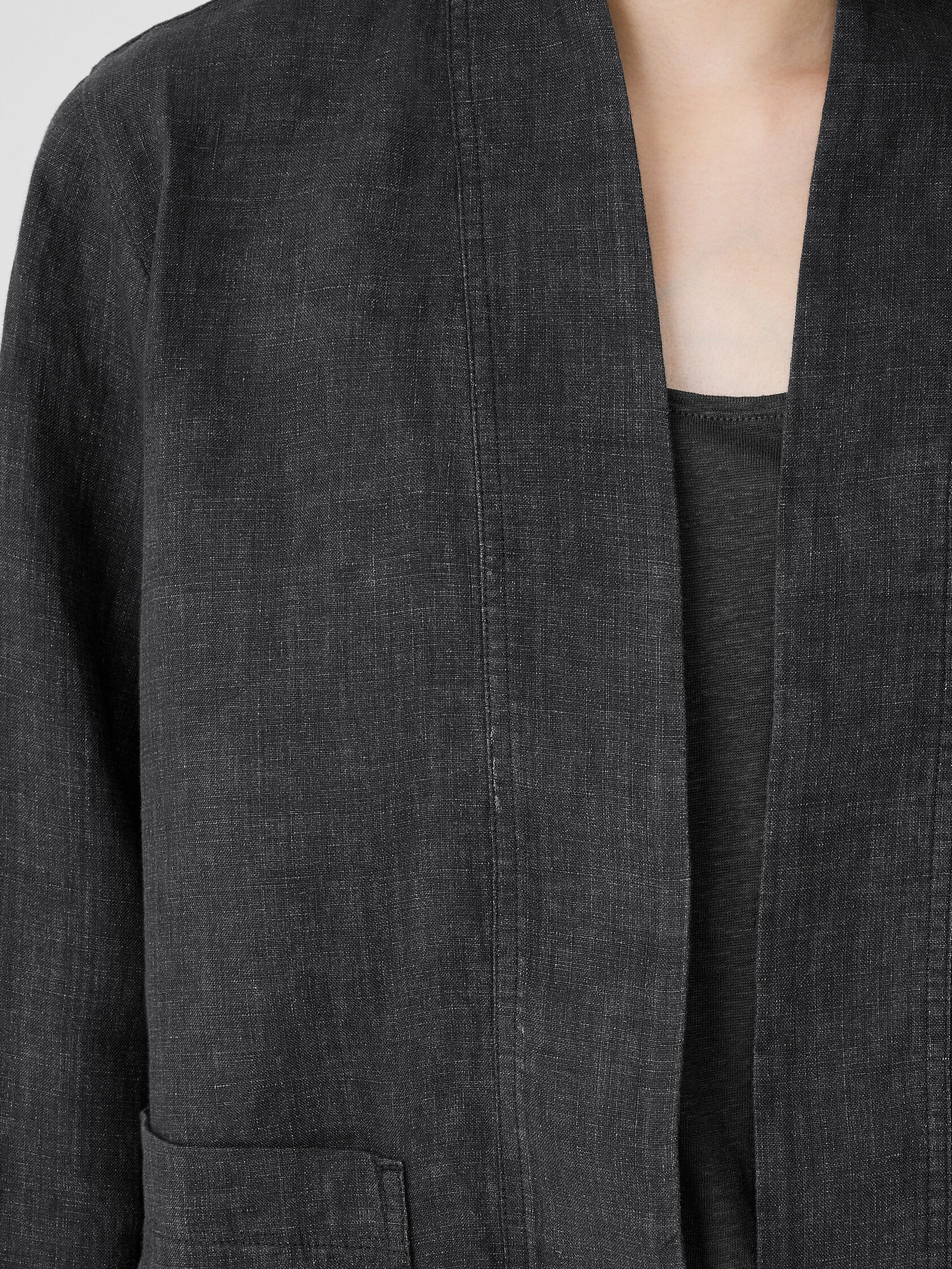 Washed Organic Linen Délavé High Collar Jacket