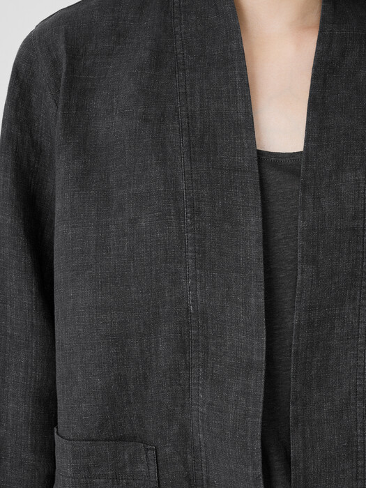 Washed Organic Linen Délavé High Collar Jacket