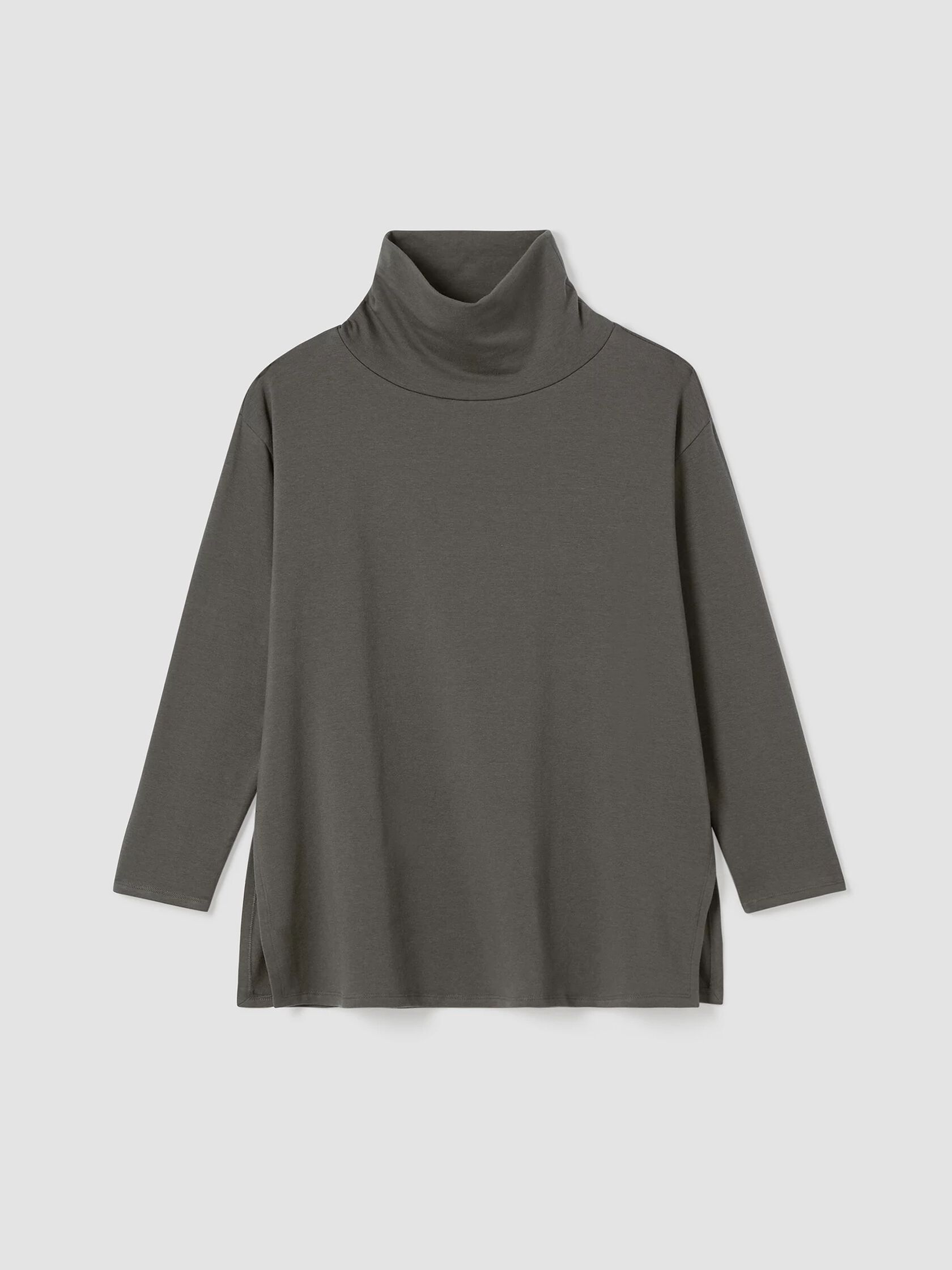 Cozy Brushed Terry Hug Funnel Neck Long Top