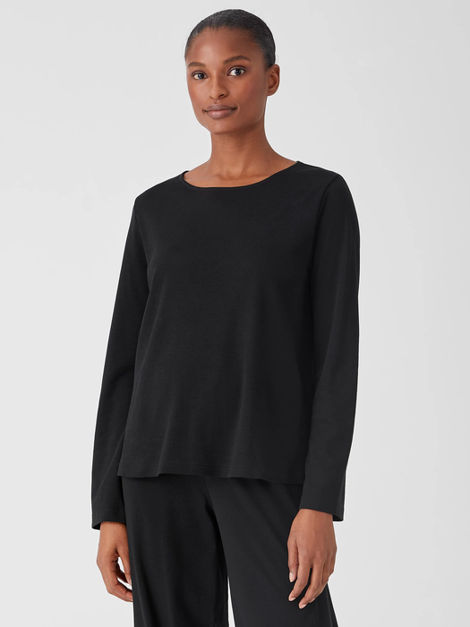 Cozy Organic Cotton Interlock Jewel Neck Top