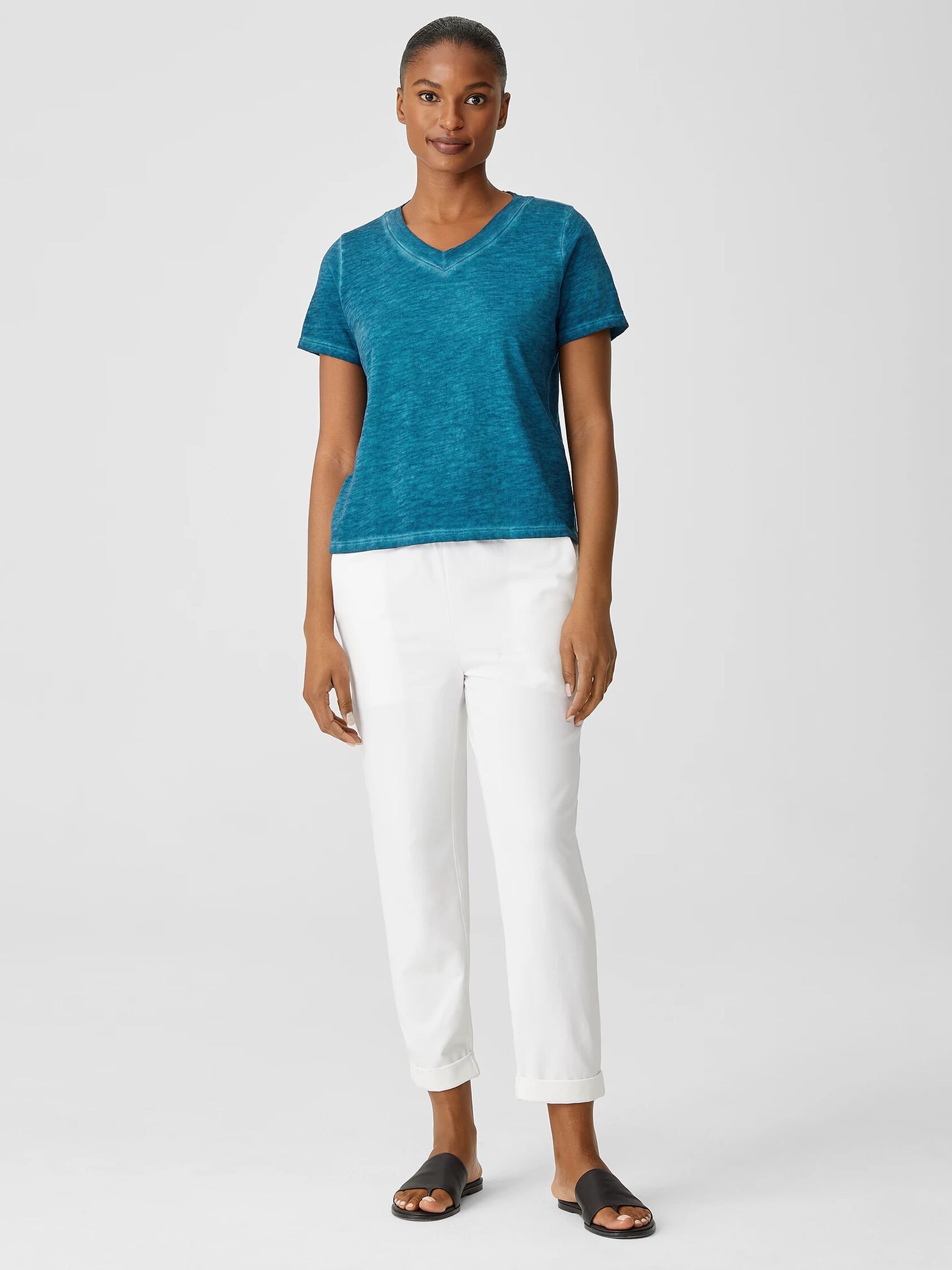 Organic Cotton Hazy Slub V-Neck Tee