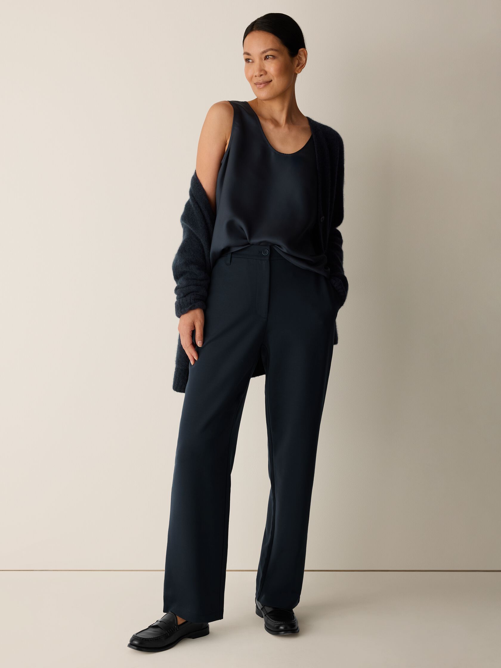 Washable Flex Ponte Straight Trouser Pant