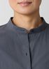 Washed Organic Cotton Poplin Band Collar Short Shirt