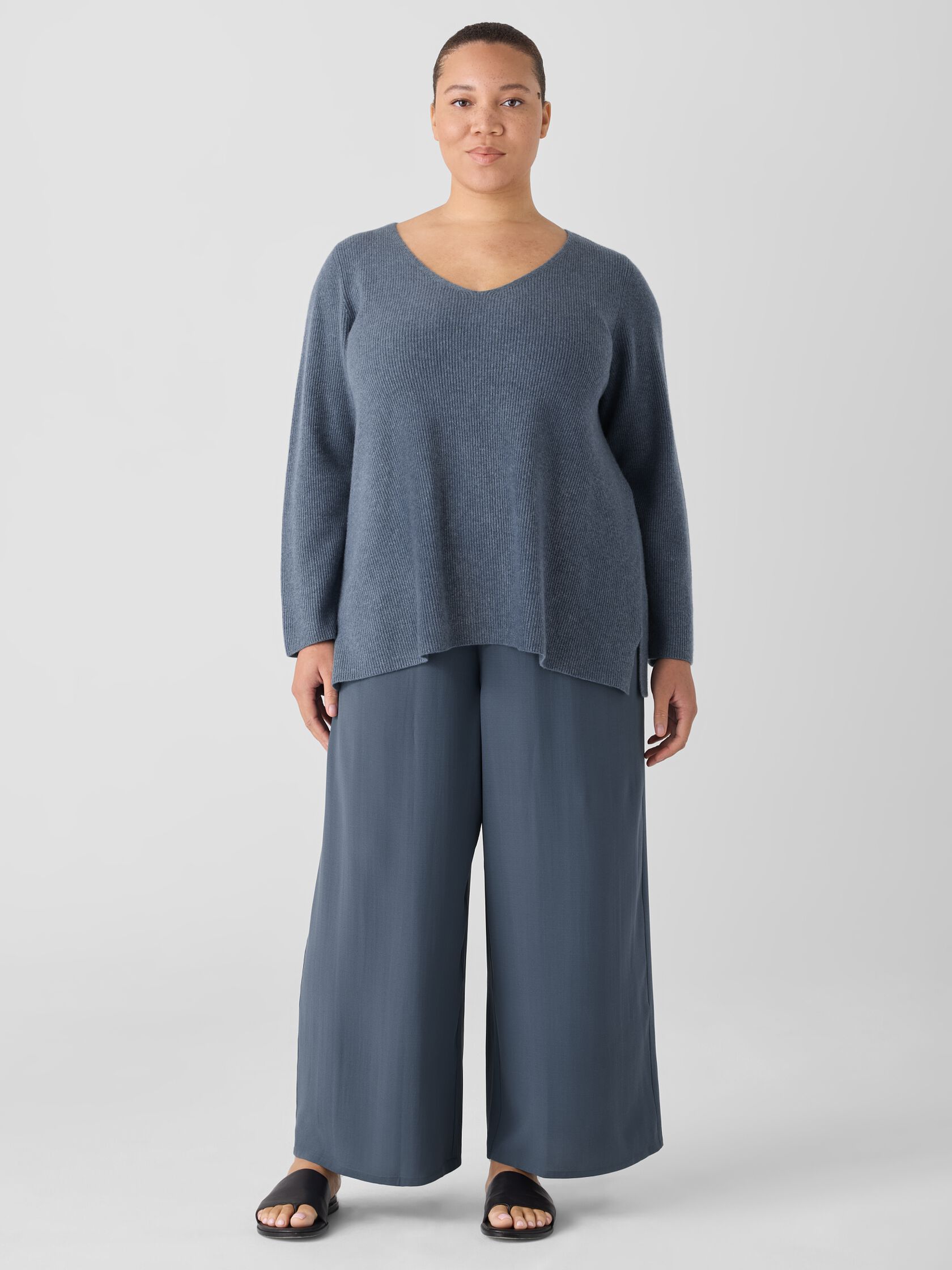 Silk Georgette Crepe Wide-Leg Pant