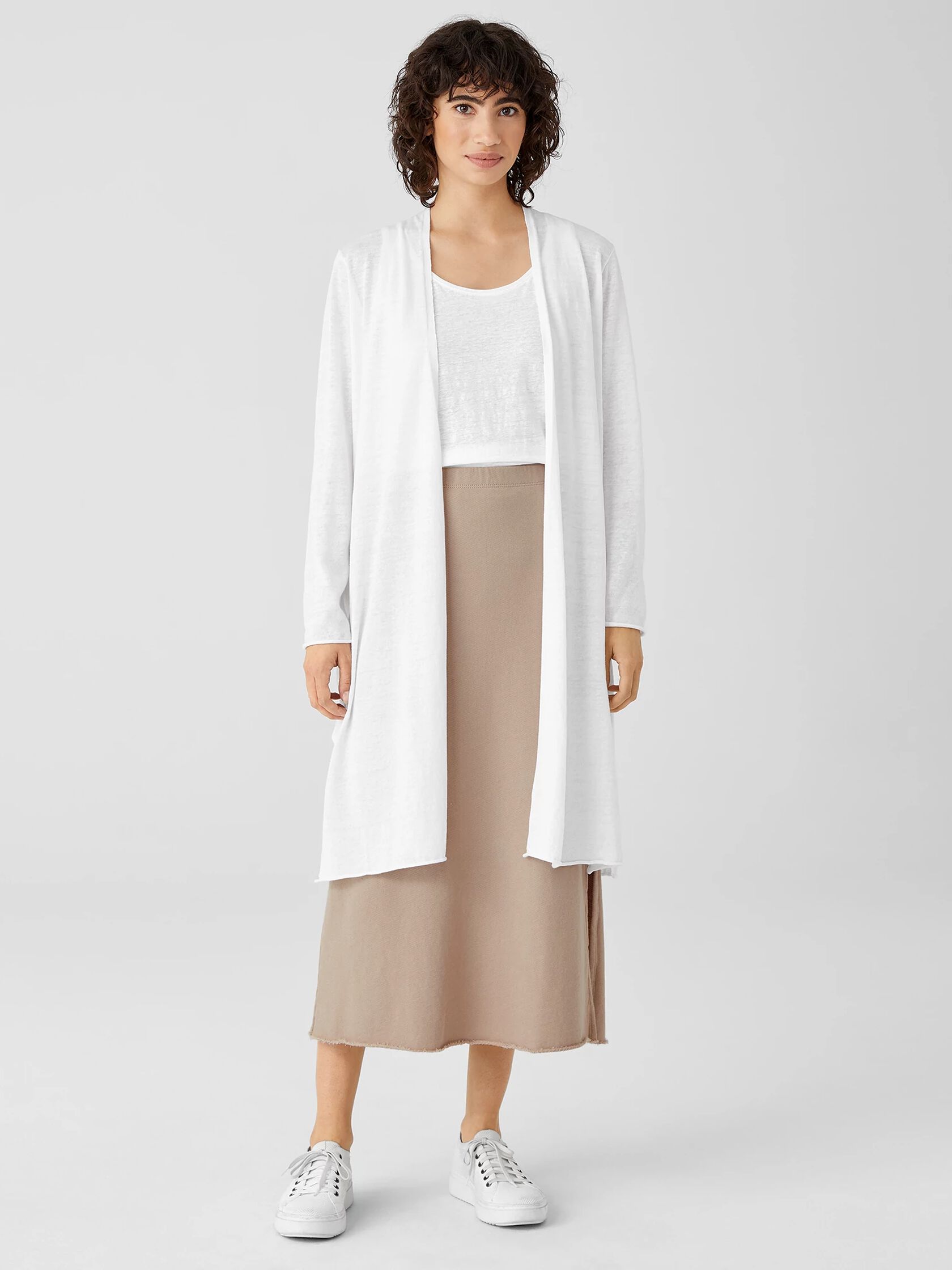 Organic Linen Cotton Jersey Long Cardigan