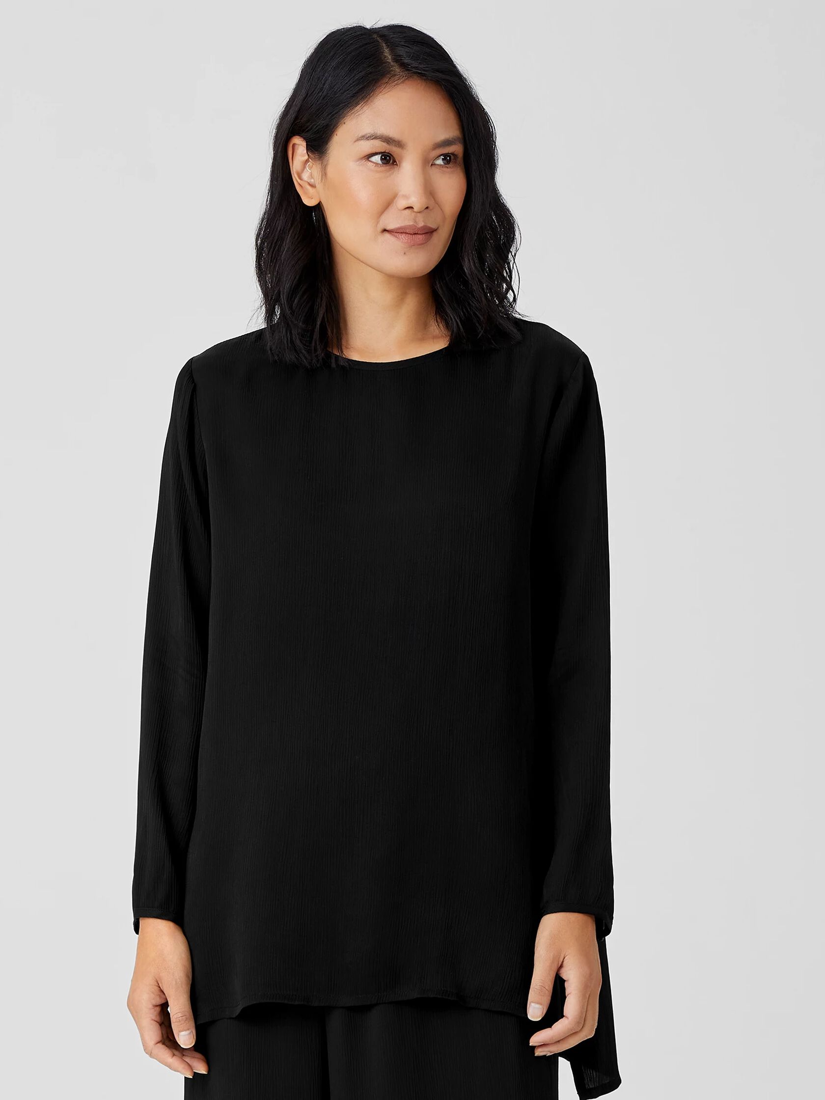 Textured Cupro Round Neck Top