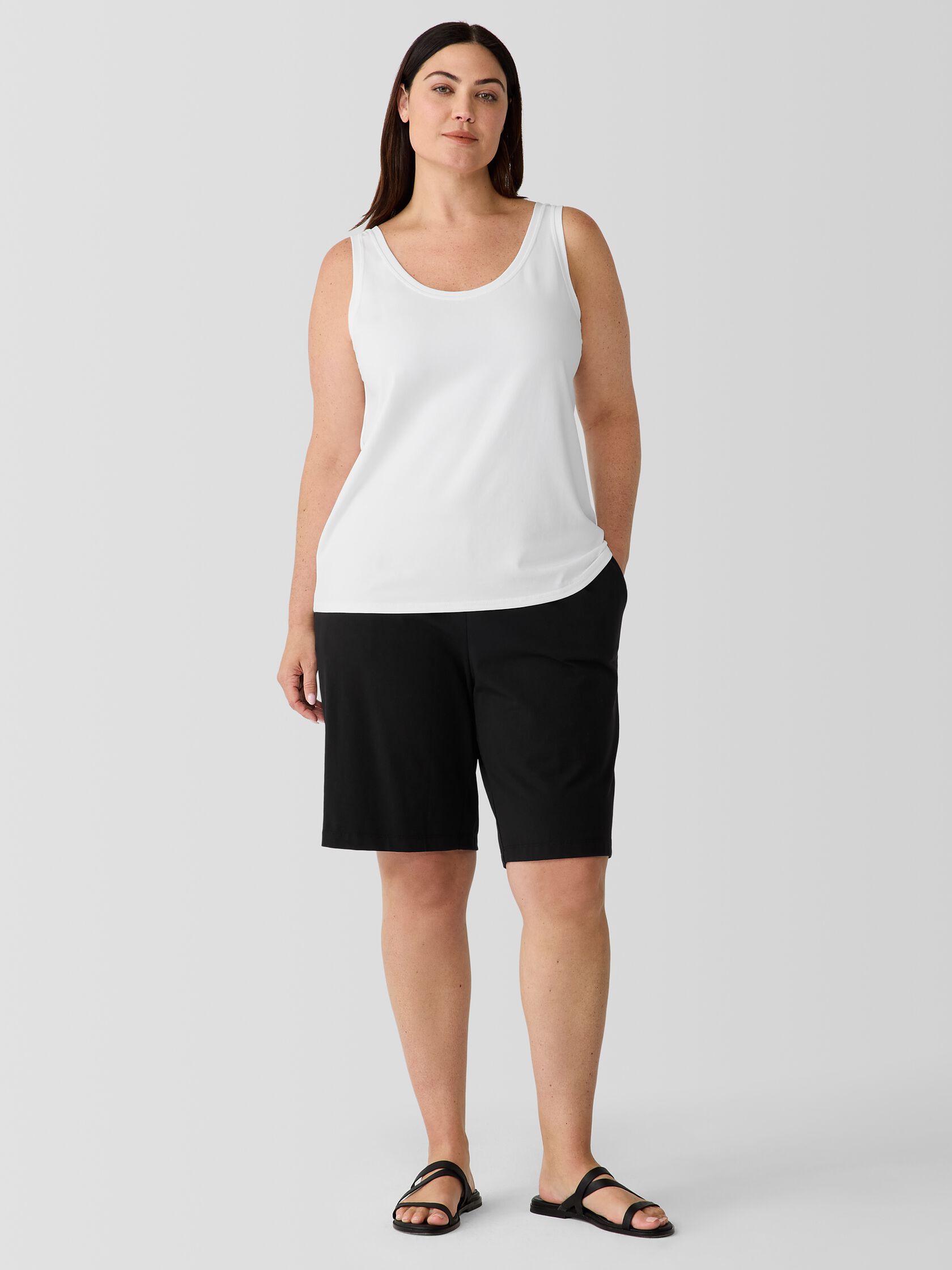 Pima Cotton Stretch Jersey Scoop Neck Tank