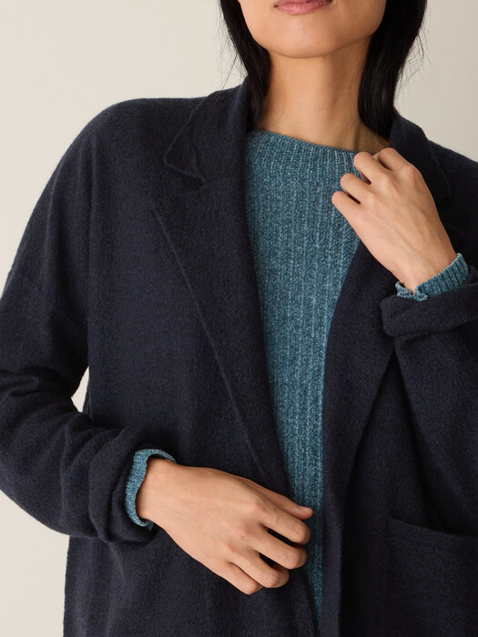 Fine Felted Wool Notch Collar Cardigan in Regenerative Wool