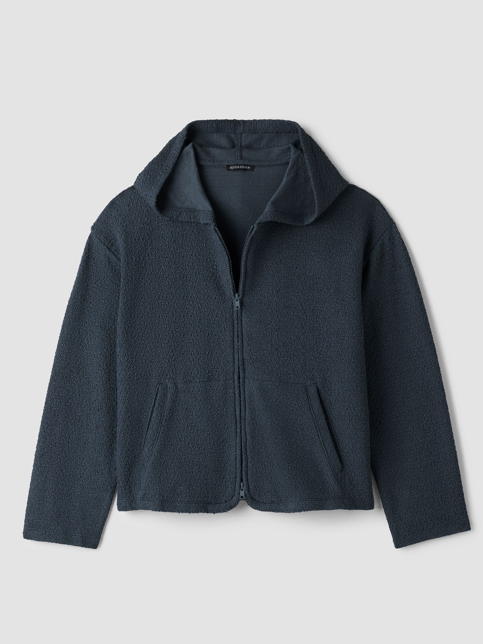 Organic Cotton Boucle Knit Hooded Jacket