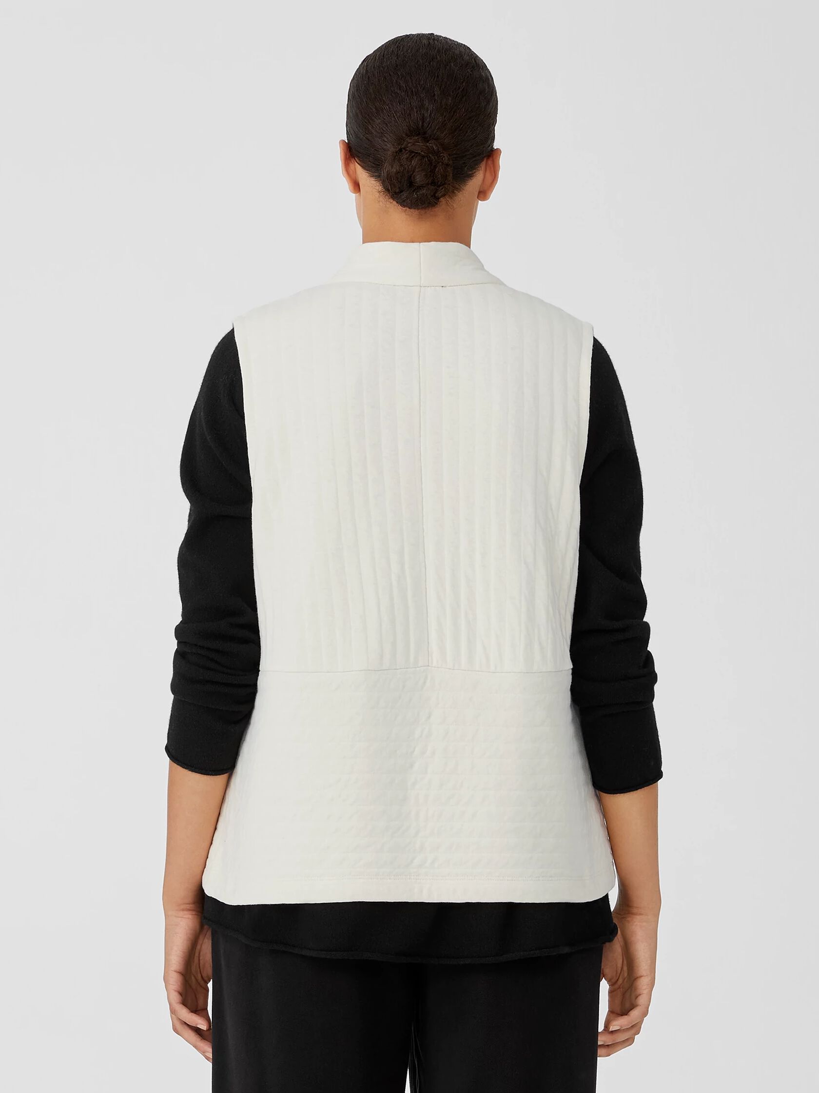 Organic Cotton Channels High Collar Vest EILEEN FISHER