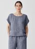 Puckered Organic Linen Ballet Neck Top