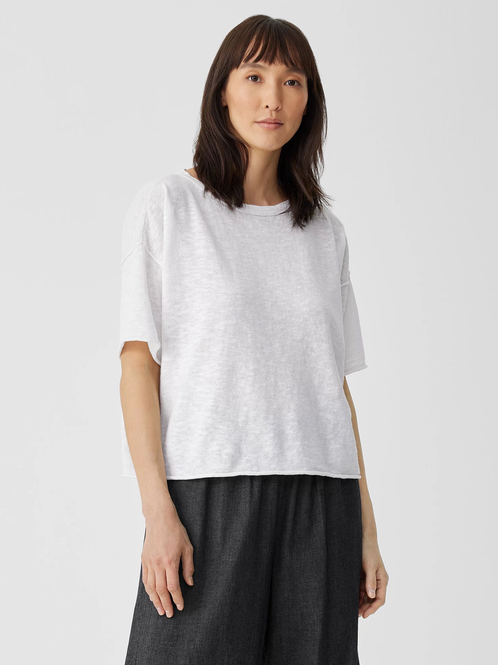 Organic Linen Cotton Slub Bateau Neck Top