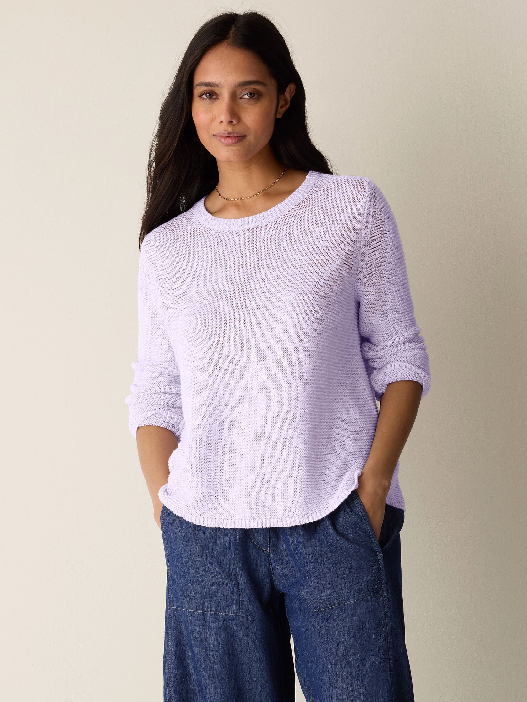 Organic Linen Cotton Slub Crew Neck Top