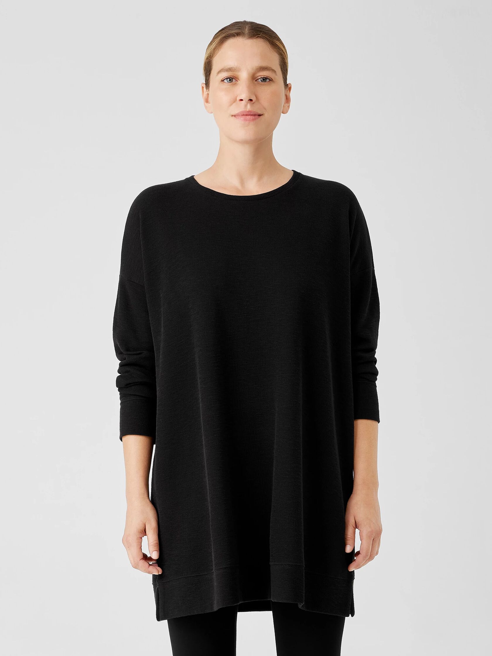 Organic Cotton Slubby Rib Knit Crew Neck Top