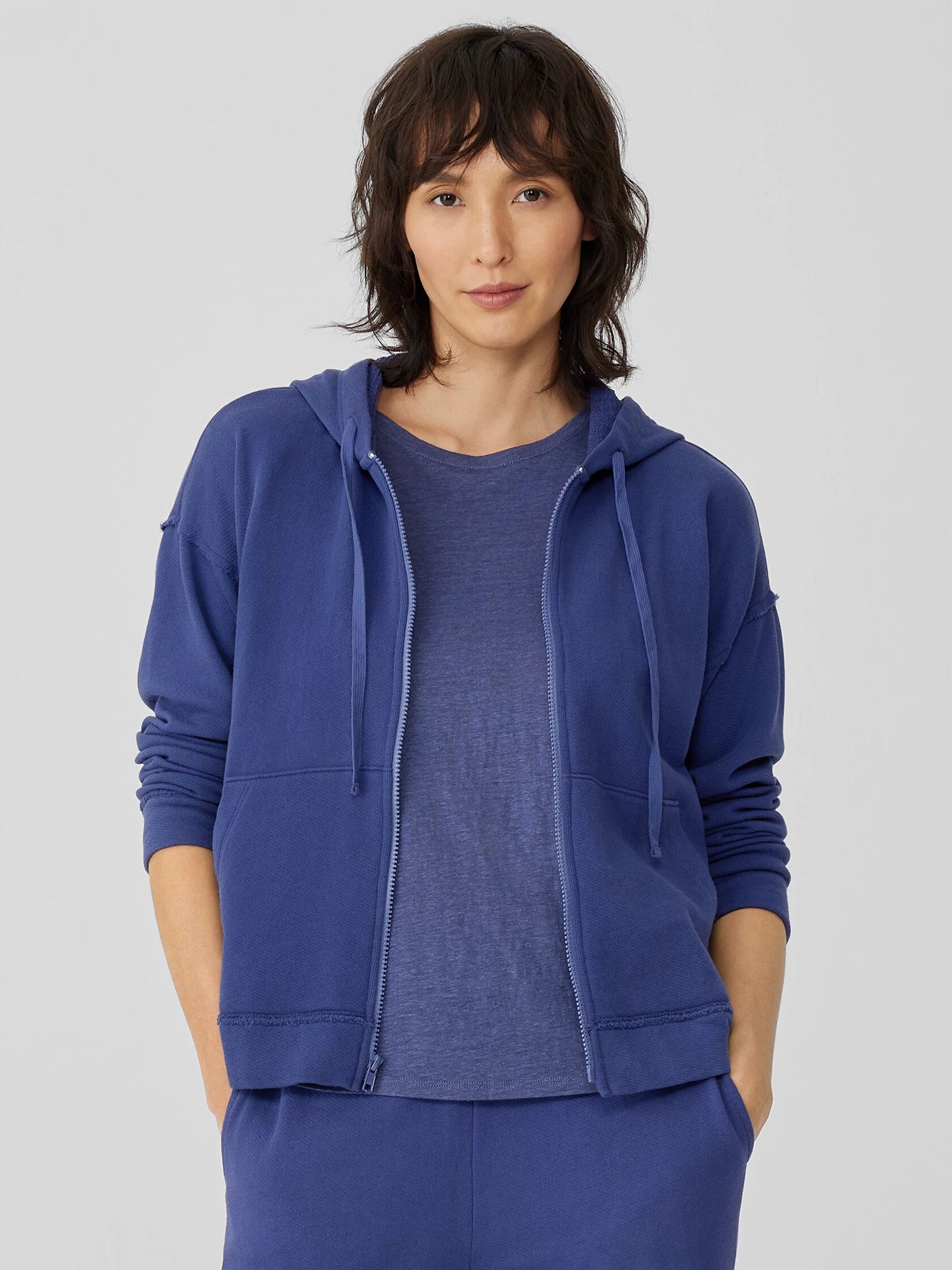 Lightweight Organic Cotton Terry Hooded Top