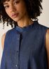 Lightweight Organic Cotton Denim Band Collar Dress