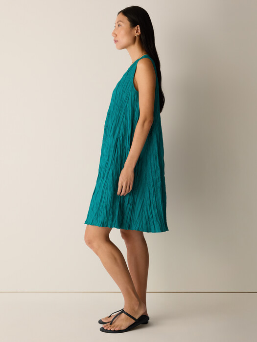 Eileen Fisher Women's Round Neck A-line Dress - Teal - Size 1X Eileen Fisher Women's Round Neck A-line Dress - Teal - Size 1X