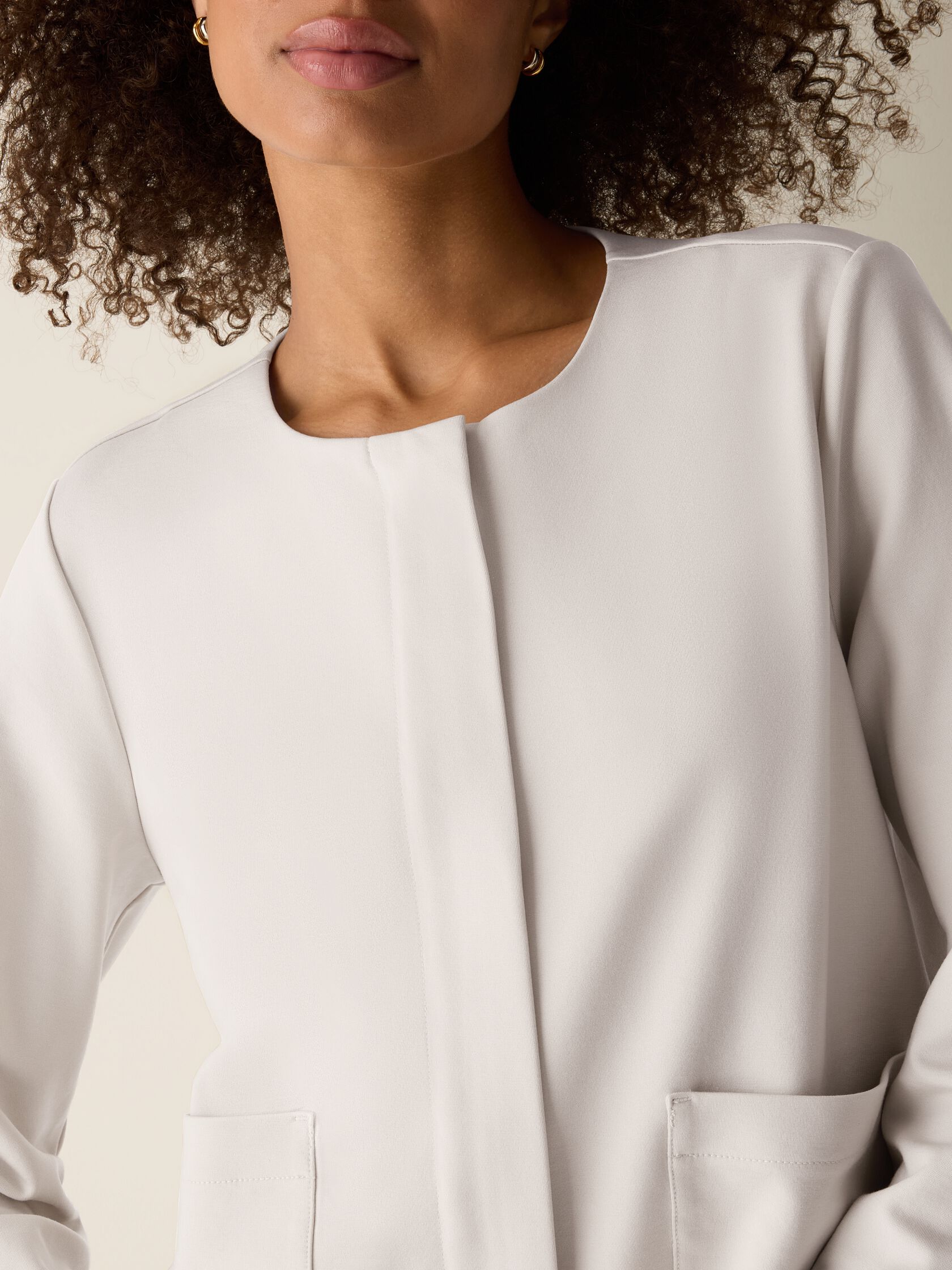 Washable Flex Ponte Round Neck Jacket