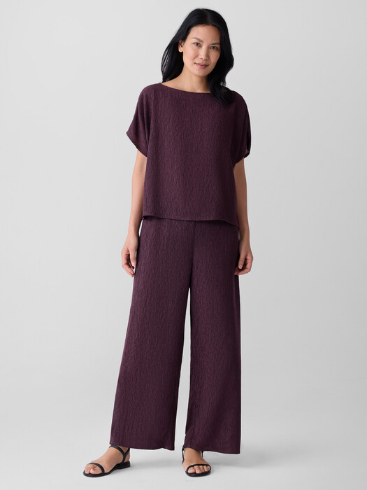 Woven Plissé Wide-Leg Pant