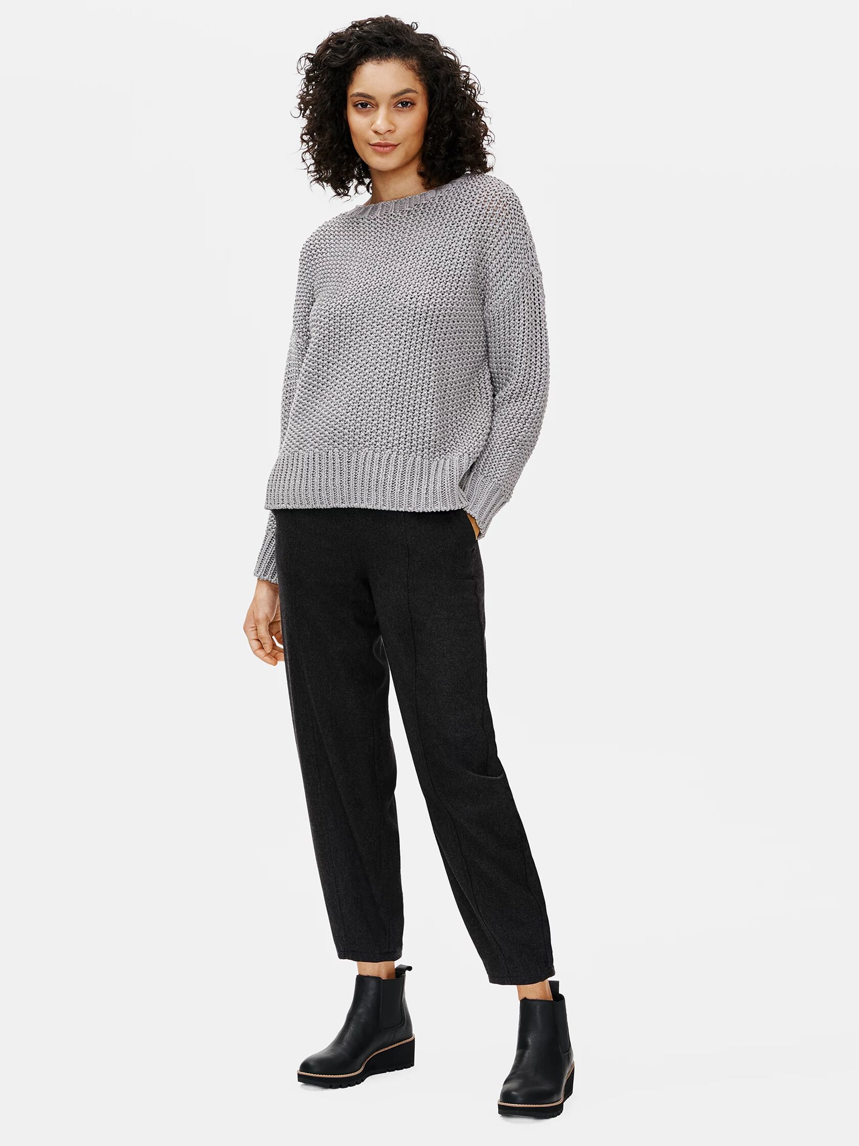 Organic Cotton Cord Crew Neck Box-Top