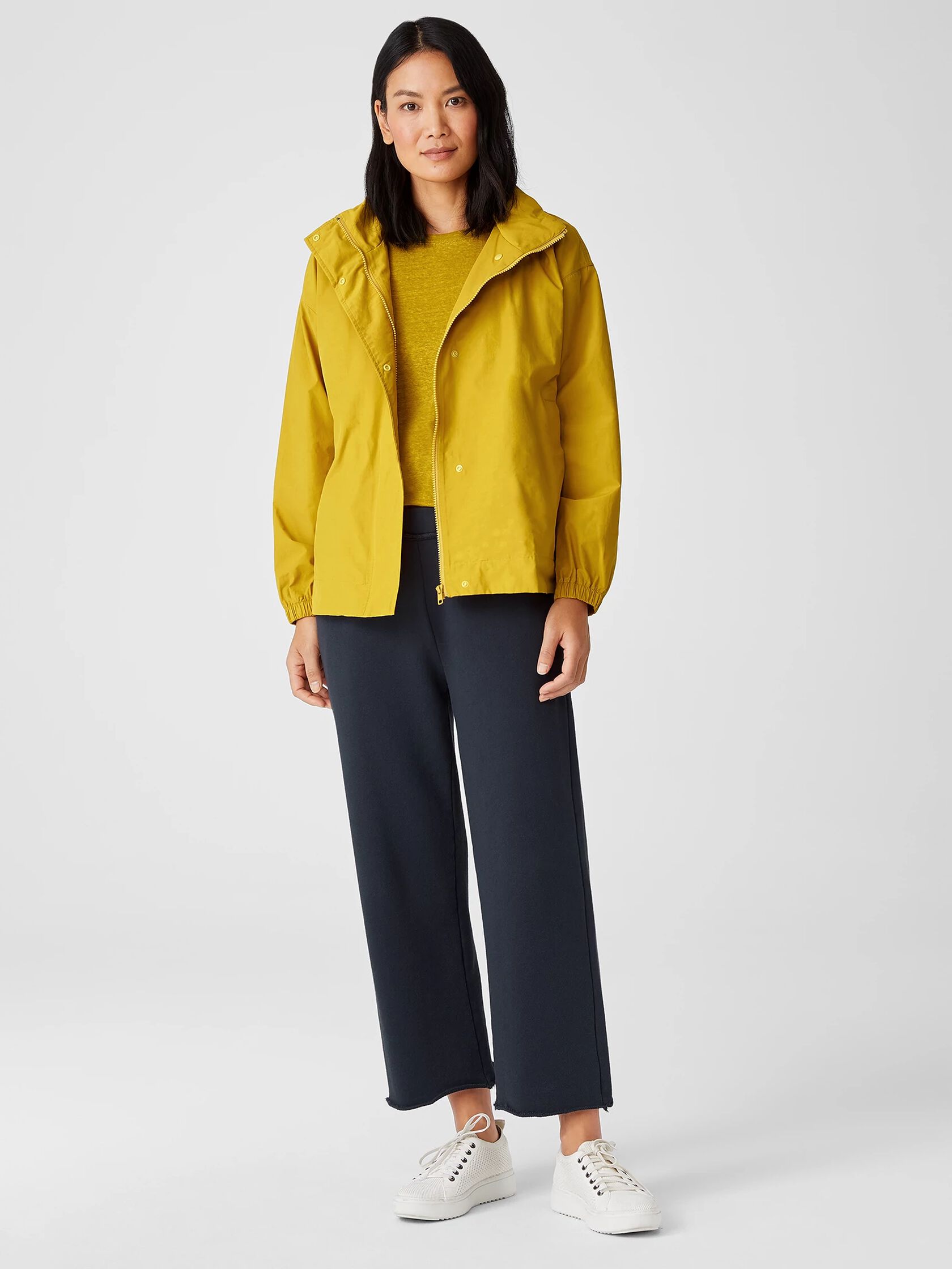 Light Organic Cotton Nylon Stand Collar Jacket