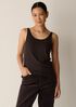 Sheer Cotton Blend Knit Scoop Neck Tank