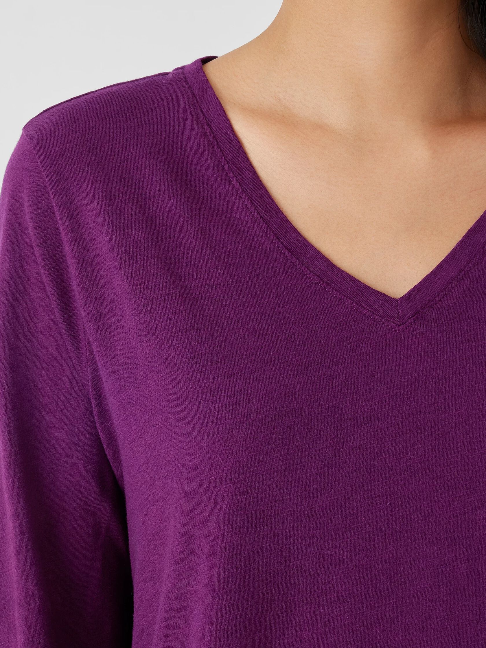 Organic Cotton Slub V-Neck Top