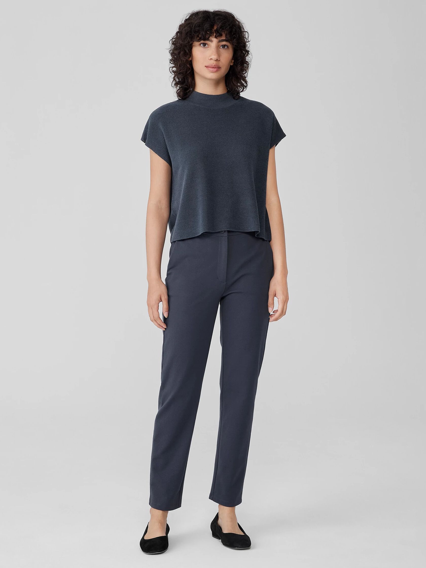 Cotton Blend Ponte Slim Pant